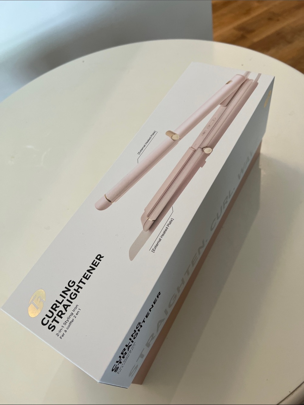 2-in-1 Curling Straightener Hair Styler - Blush Pink